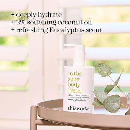 THISWORKS In The Zone Body Lotion 300ml – Hydrating Aromatherapy Body & Hand Lotion with Eucalyptus & Essential Oils, Lightweight Moisturizer for Dry Skin Avelisse