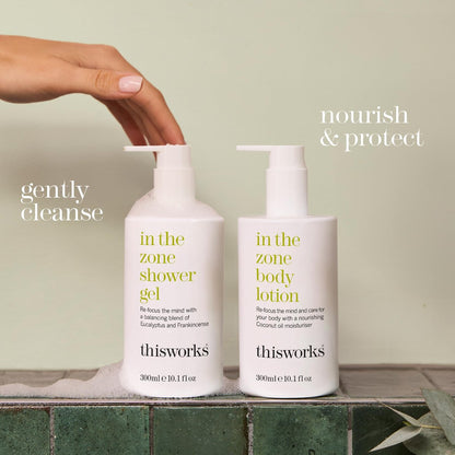 THISWORKS In The Zone Body Lotion 300ml – Hydrating Aromatherapy Body & Hand Lotion with Eucalyptus & Essential Oils, Lightweight Moisturizer for Dry Skin Avelisse