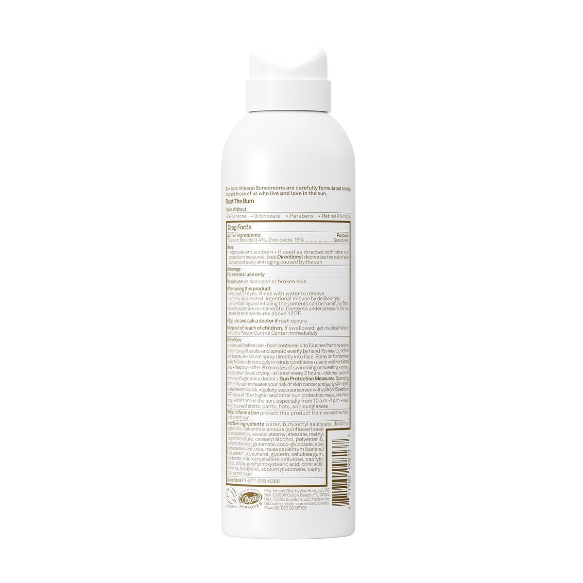 Sun Bum Mineral SPF 50 Sunscreen Body Spray - Water-Resistant Broad Spectrum Moisturizing Sunscreen with Vitamin E - Hawaii 104 Act Compliant - 6 oz - görsel 7