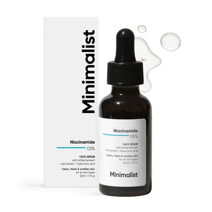 Minimalist 5% Niacinamide Serum with 1% Hyaluronic Acid – Pore Minimizer for Oily Skin, Acne Marks & Blemishes, 1 Fl Oz