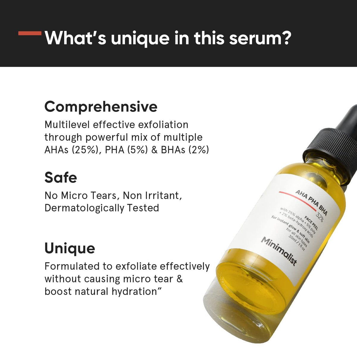 Minimalist 32% AHA BHA PHA Peeling Solution for Glowing Skin, Smooth Texture & Pore Cleansing | Weekend Facial Exfoliant Peel for Deep Pore Cleansing | For Women & Men | 1 Fl Oz / 30 ml Avelisse