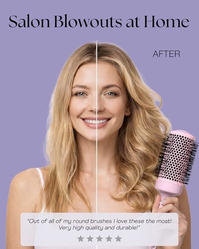 Lily England Round Blow Dry Brush Set for Women – Ceramic Ionic Volumizing Brush for Salon-Quality Blowouts (Shocking Pink, 4 Piece Set) Avelisse