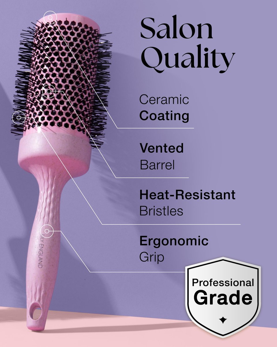 Lily England Round Blow Dry Brush Set for Women – Ceramic Ionic Volumizing Brush for Salon-Quality Blowouts (Shocking Pink, 4 Piece Set) Avelisse