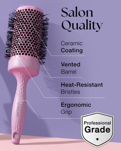 Lily England Round Blow Dry Brush Set for Women – Ceramic Ionic Volumizing Brush for Salon-Quality Blowouts (Shocking Pink, 4 Piece Set) Avelisse