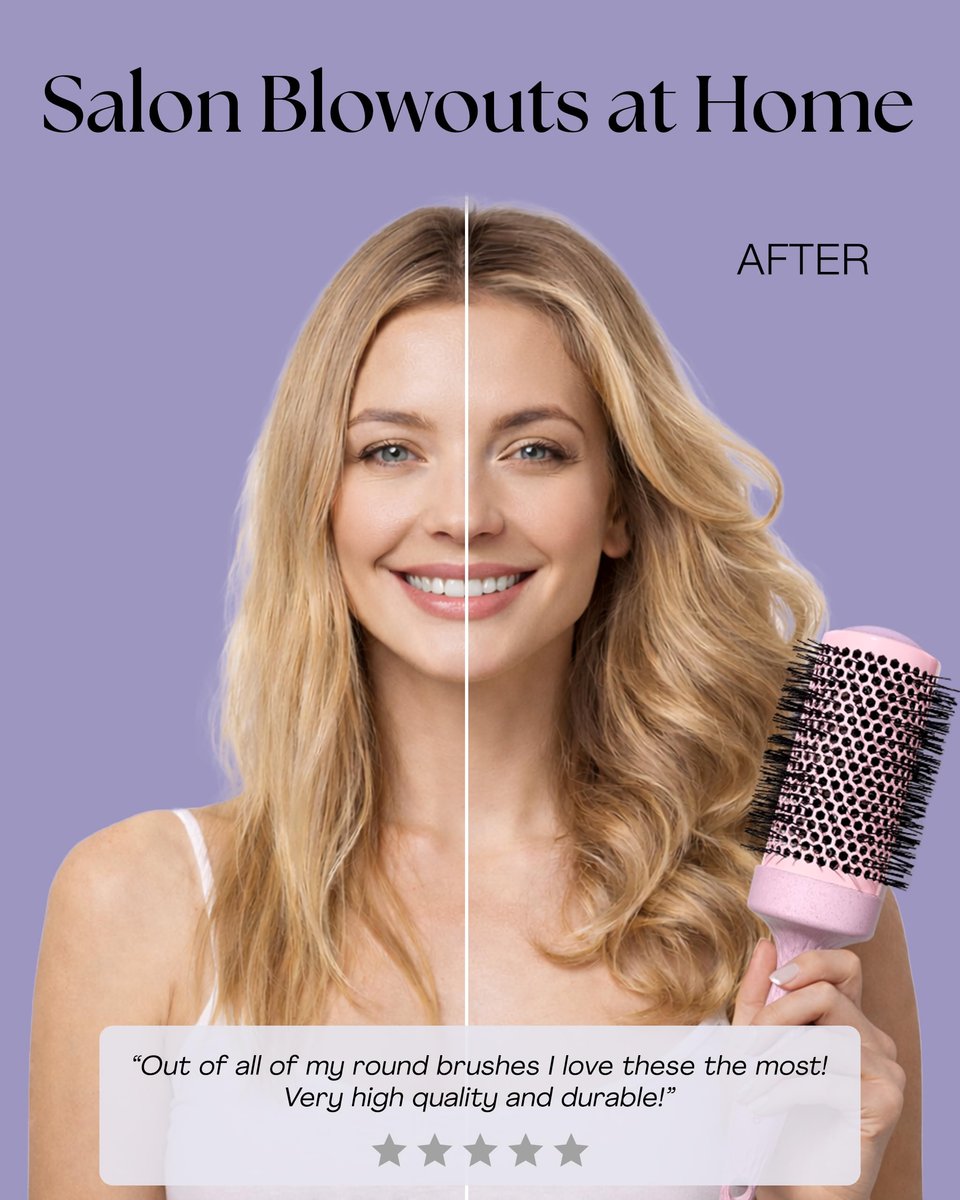 Lily England Round Blow Dry Brush Set for Women – Ceramic Ionic Volumizing Brush for Salon-Quality Blowouts (Shocking Pink, 4 Piece Set) Avelisse