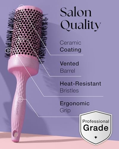 Lily England Round Blow Dry Brush Set for Women – Ceramic Ionic Volumizing Brush for Salon-Quality Blowouts (Shocking Pink, 4 Piece Set) Avelisse