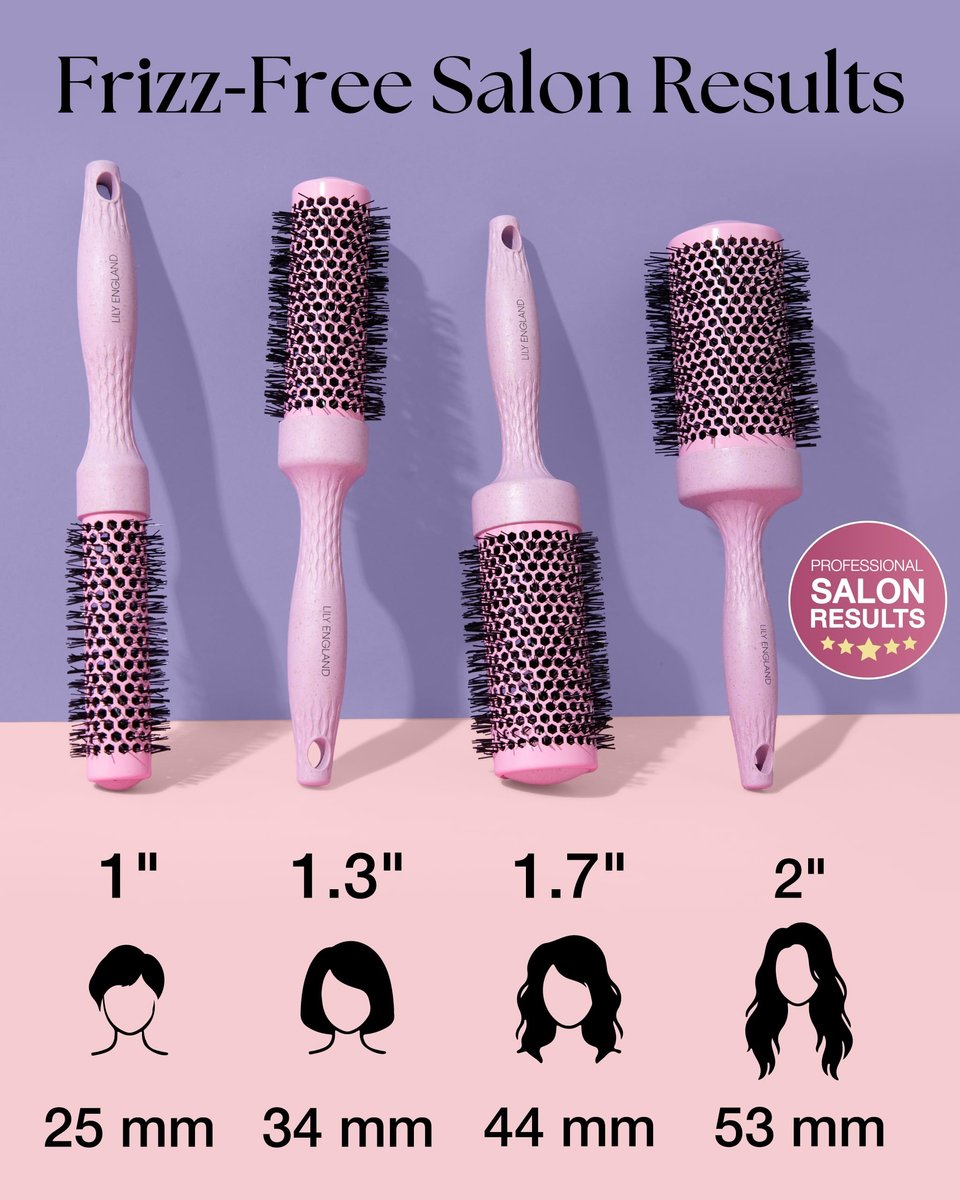 Lily England Round Blow Dry Brush Set for Women – Ceramic Ionic Volumizing Brush for Salon-Quality Blowouts (Shocking Pink, 4 Piece Set) Avelisse