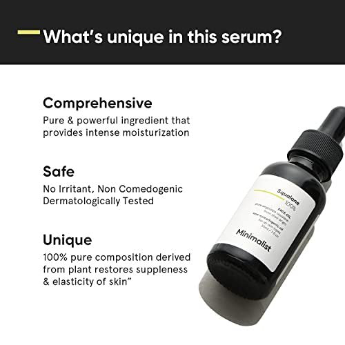 Minimalist Squalane 100% Plant Derived Face Oil – Deep Hydration, Reduces Fine Lines, Restores Skin Elasticity (1 Fl Oz / 30 ml) - görsel 6
