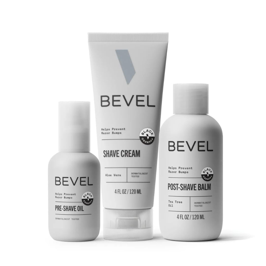 Bevel Shaving Kit for Men - Pre Shave Oil, Shaving Cream & After Shave Balm - Reduces Irritation & Razor Bumps Avelisse