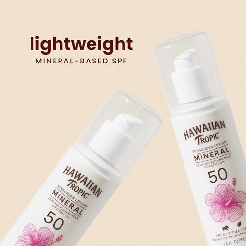 Hawaiian Tropic Skin Nourishing Milk Mineral Sunscreen Lotion SPF 50, Travel Size 3.4 Fl Oz | Zinc Oxide Sunblock, Oxybenzone Free - görsel 4