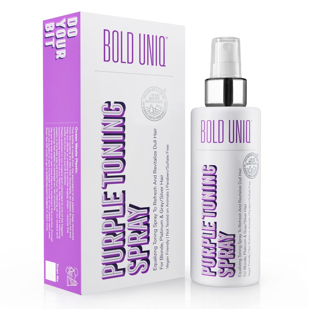 BOLD UNIQ Blonde Toner Spray - Purple Leave In Toning Hair Treatment for Blonde, Platinum & Gray/Silver Hair, 5.9 Fl Oz Avelisse
