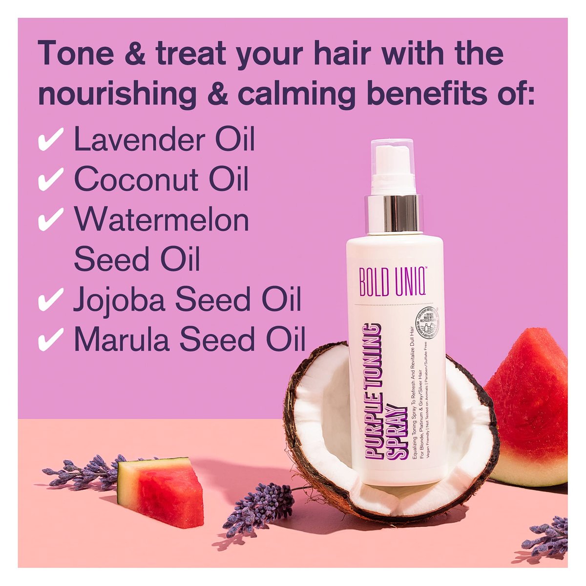 BOLD UNIQ Blonde Toner Spray - Purple Leave In Toning Hair Treatment for Blonde, Platinum & Gray/Silver Hair, 5.9 Fl Oz Avelisse
