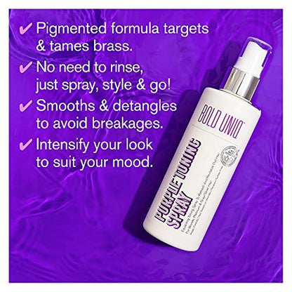 BOLD UNIQ Blonde Toner Spray - Purple Leave In Toning Hair Treatment for Blonde, Platinum & Gray/Silver Hair, 5.9 Fl Oz Avelisse
