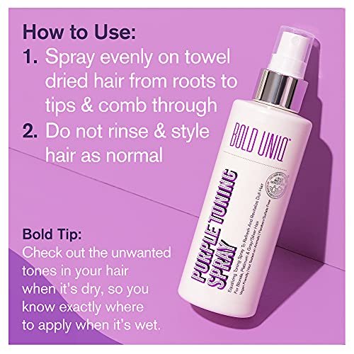 BOLD UNIQ Blonde Toner Spray - Purple Leave In Toning Hair Treatment for Blonde, Platinum & Gray/Silver Hair, 5.9 Fl Oz Avelisse
