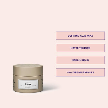Maria Nila Minerals Clay - Defining Wax with Matte Texture, 3.4 Fl Oz, Hold 3/5, 100% Vegan & Sulfate/Paraben Free