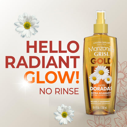 Grisi Manzanilla Hair Lotion Gold – Chamomile Hair Lightening Spray for Natural Golden Highlights, Leave-In Detangler for Soft Shiny Hair, 8.4 Fl Oz (Pack of 2)