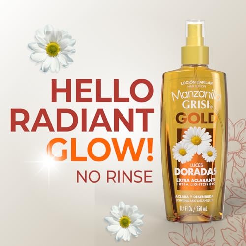 Grisi Manzanilla Hair Lotion Gold – Chamomile Hair Lightening Spray for Natural Golden Highlights, Leave-In Detangler for Soft Shiny Hair, 8.4 Fl Oz (Pack of 2) - görsel 5