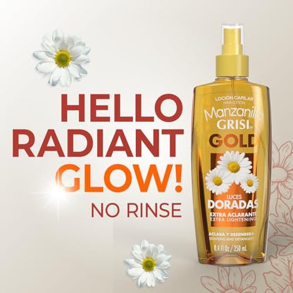 Grisi Manzanilla Hair Lotion Gold – Chamomile Hair Lightening Spray for Natural Golden Highlights, Leave-In Detangler for Soft Shiny Hair, 8.4 Fl Oz (Pack of 2)