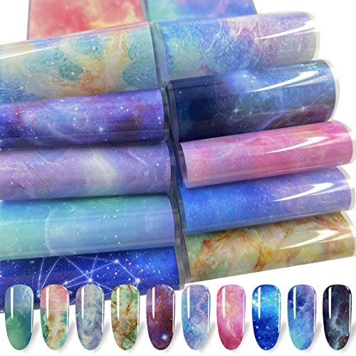 100 Sheets Nail Foil Transfer Sticker Kit - Starry Sky, Laser Flower, Leopard Print Decals - DIY Nail Art Decorations Supplies Avelisse