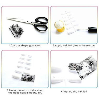 100 Sheets Nail Foil Transfer Sticker Kit - Starry Sky, Laser Flower, Leopard Print Decals - DIY Nail Art Decorations Supplies Avelisse