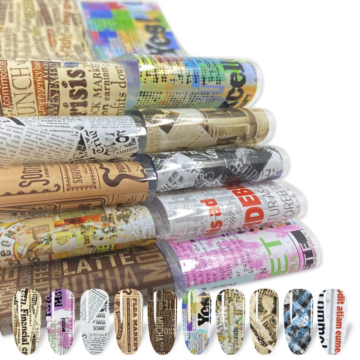 100 Sheets Nail Foil Transfer Sticker Kit - Starry Sky, Laser Flower, Leopard Print Decals - DIY Nail Art Decorations Supplies Avelisse
