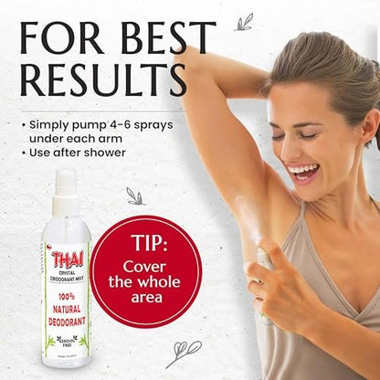2-Pack Thai Crystal Deodorant Mist Spray (8 oz) – Unscented Mineral Salt Deodorizer for Men, Women & Athletes – Aluminum-Free, Travel-Friendly Avelisse