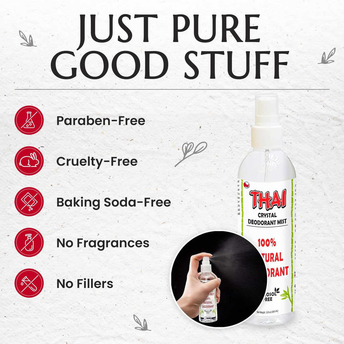 2-Pack Thai Crystal Deodorant Mist Spray (8 oz) – Unscented Mineral Salt Deodorizer for Men, Women & Athletes – Aluminum-Free, Travel-Friendly Avelisse