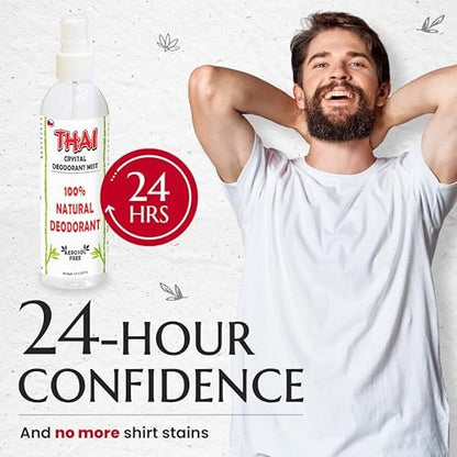 2-Pack Thai Crystal Deodorant Mist Spray (8 oz) – Unscented Mineral Salt Deodorizer for Men, Women & Athletes – Aluminum-Free, Travel-Friendly Avelisse