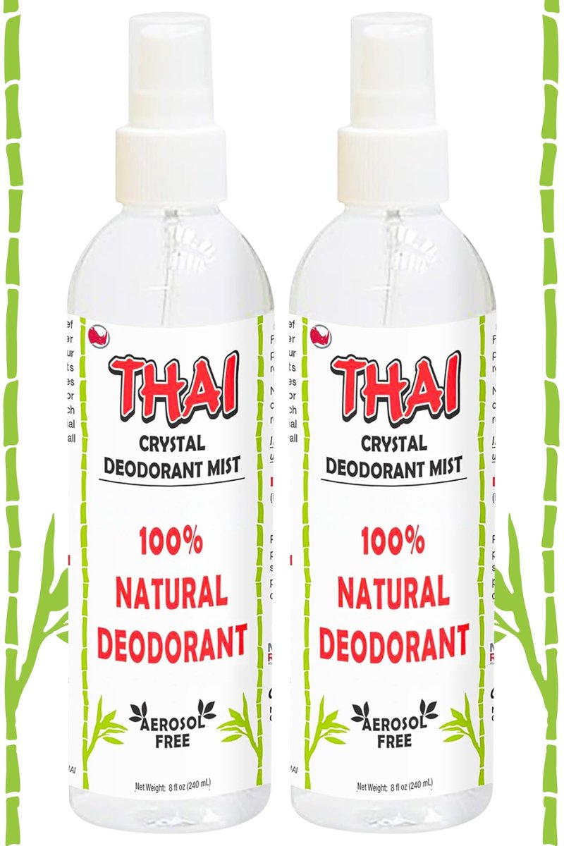 2-Pack Thai Crystal Deodorant Mist Spray (8 oz) – Unscented Mineral Salt Deodorizer for Men, Women & Athletes – Aluminum-Free, Travel-Friendly Avelisse