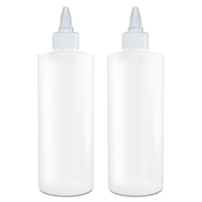 BRIGHTFROM Twist Top Applicator Bottles - 8 OZ Empty Squeeze Bottles with Open/Close Nozzle for Hair Coloring & Multi-Purpose Use (Pack of 2)
