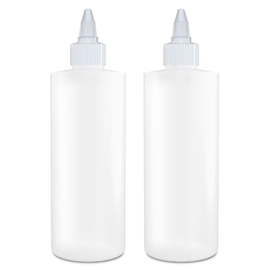 BRIGHTFROM Twist Top Applicator Bottles - 8 OZ Empty Squeeze Bottles with Open/Close Nozzle for Hair Coloring & Multi-Purpose Use (Pack of 2)