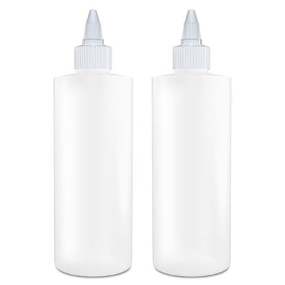 BRIGHTFROM Twist Top Applicator Bottles - 8 OZ Empty Squeeze Bottles with Open/Close Nozzle for Hair Coloring & Multi-Purpose Use (Pack of 2)