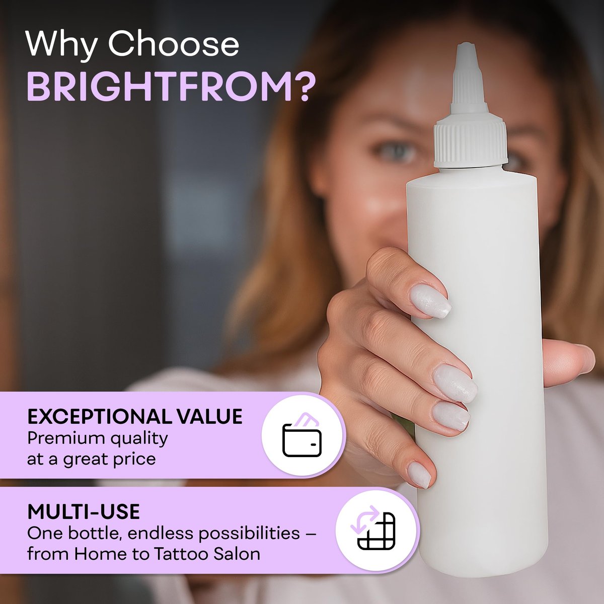 BRIGHTFROM Twist Top Applicator Bottles - 8 OZ Empty Squeeze Bottles with Open/Close Nozzle for Hair Coloring & Multi-Purpose Use (Pack of 2) - görsel 11