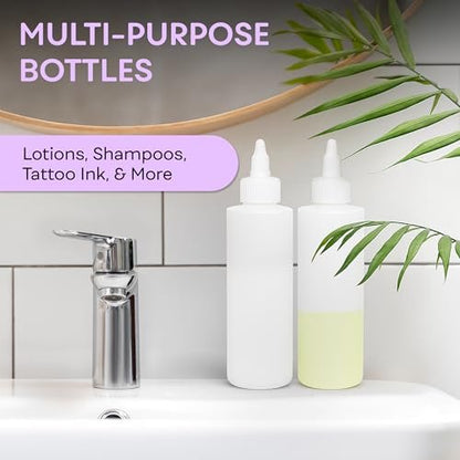 BRIGHTFROM Twist Top Applicator Bottles - 8 OZ Empty Squeeze Bottles with Open/Close Nozzle for Hair Coloring & Multi-Purpose Use (Pack of 2)