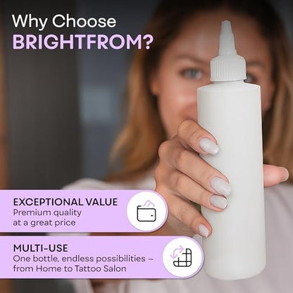 BRIGHTFROM Twist Top Applicator Bottles - 8 OZ Empty Squeeze Bottles with Open/Close Nozzle for Hair Coloring & Multi-Purpose Use (Pack of 2)