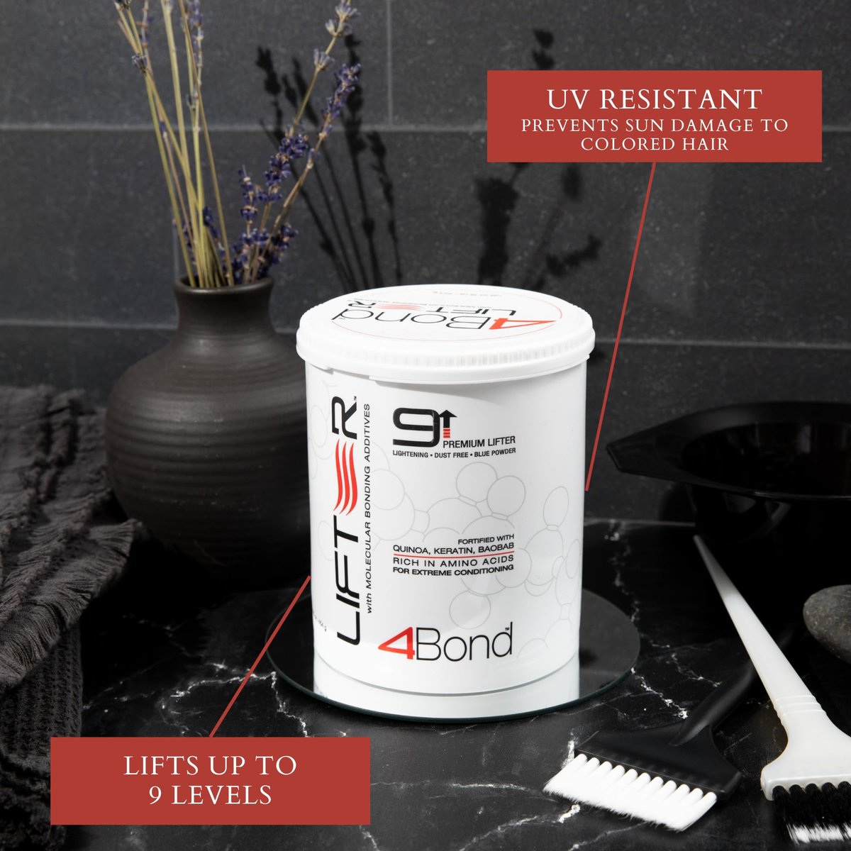 4BOND Premium Hair Bleach Powder Lightener – Blue Based Lightener for Up to 9 Levels of Lift with Amino Acids, Quinoa, Keratin & Baobab Proteins – 16 Fl Oz Avelisse