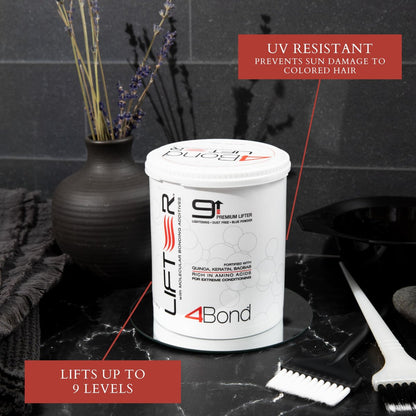 4BOND Premium Hair Bleach Powder Lightener – Blue Based Lightener for Up to 9 Levels of Lift with Amino Acids, Quinoa, Keratin & Baobab Proteins – 16 Fl Oz Avelisse