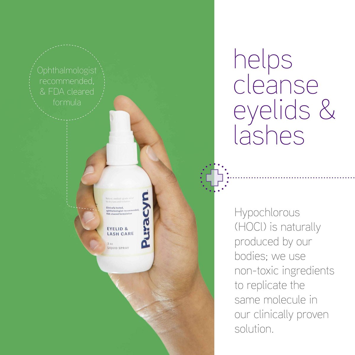 Puracyn Eyelid and Lash Care – Natural Medical-Grade Spray for Styes, Blepharitis & Irritation Relief, 3 oz Avelisse
