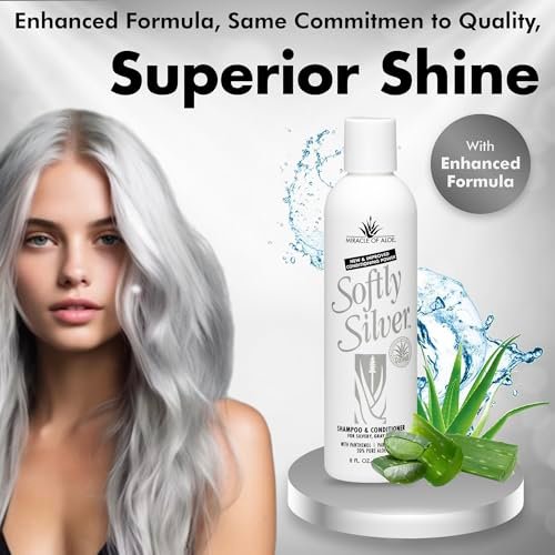 Softly Silver Shampoo Improved Conditioning Formula for Gray Hair - 2 in 1 Purple Restorative Hair Wash for Mature Hair with Panthenol and 20% Pure UltraAloe (8 Fl Oz) Avelisse