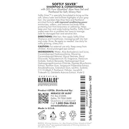 Softly Silver Shampoo Improved Conditioning Formula for Gray Hair - 2 in 1 Purple Restorative Hair Wash for Mature Hair with Panthenol and 20% Pure UltraAloe (8 Fl Oz) Avelisse