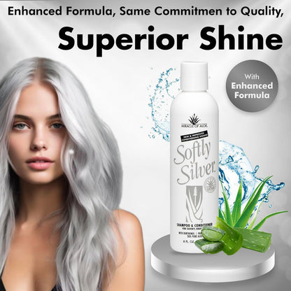 Softly Silver Shampoo Improved Conditioning Formula for Gray Hair - 2 in 1 Purple Restorative Hair Wash for Mature Hair with Panthenol and 20% Pure UltraAloe (8 Fl Oz) Avelisse