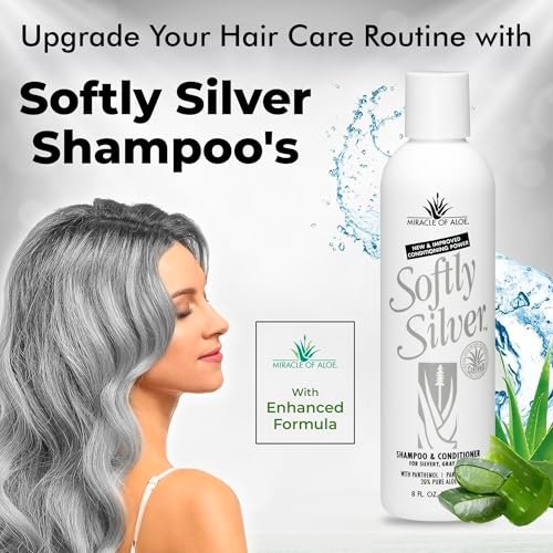 Softly Silver Shampoo Improved Conditioning Formula for Gray Hair - 2 in 1 Purple Restorative Hair Wash for Mature Hair with Panthenol and 20% Pure UltraAloe (8 Fl Oz) Avelisse