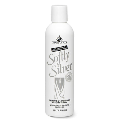 Softly Silver Shampoo Improved Conditioning Formula for Gray Hair - 2 in 1 Purple Restorative Hair Wash for Mature Hair with Panthenol and 20% Pure UltraAloe (8 Fl Oz) Avelisse