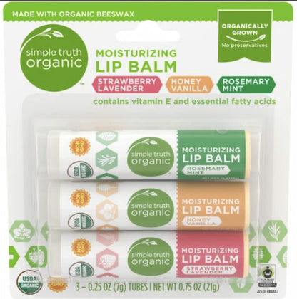 Simple Truth Moisturizing Lip Balm Variety Pack 3 Count - Hydrating Lip Care Avelisse