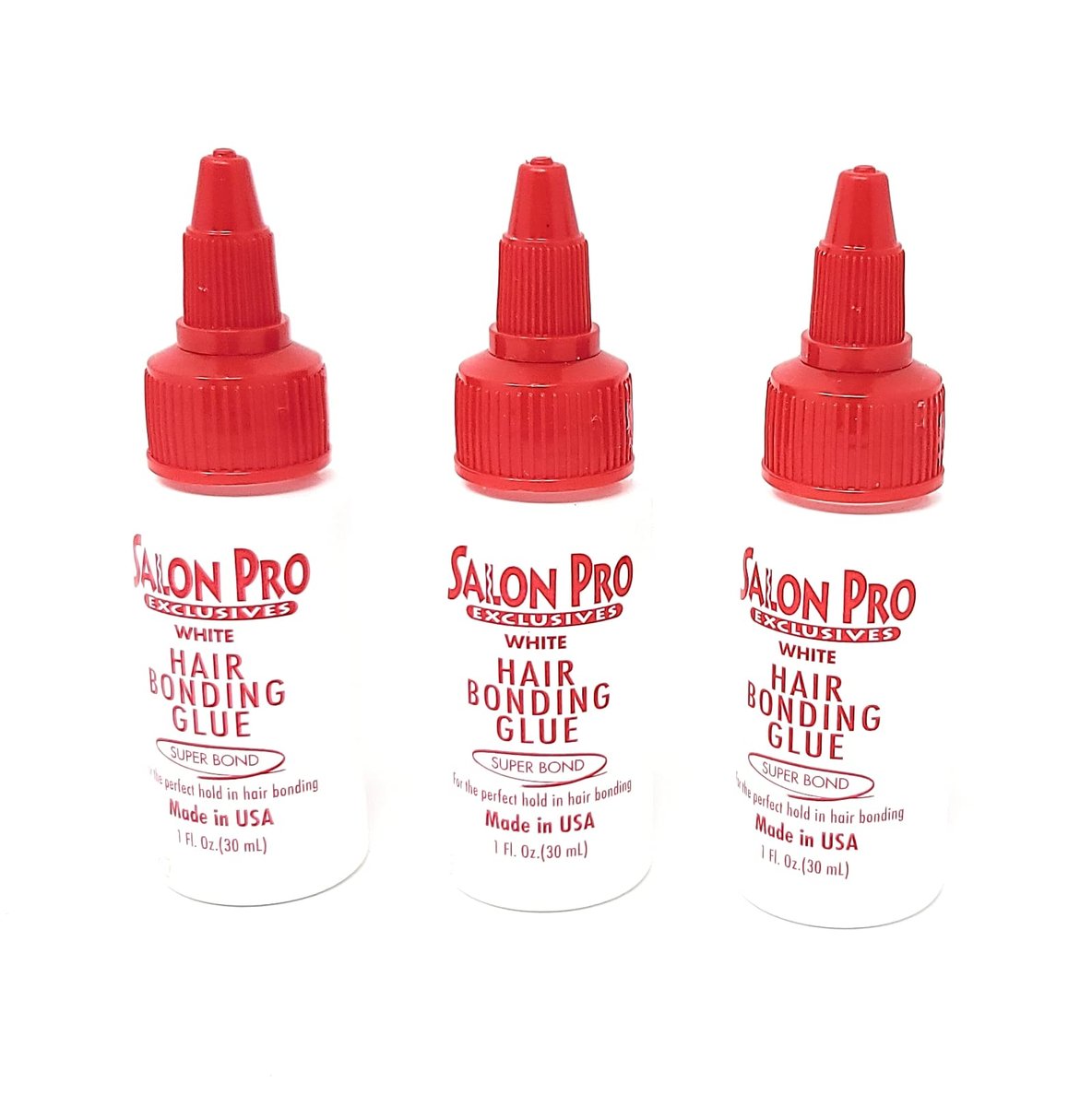 Salon Pro White Hair Bonding Glue Super Bond 1 Oz (Pack of 3) - Professional Latex Adhesive for Hair Extensions - görsel 1