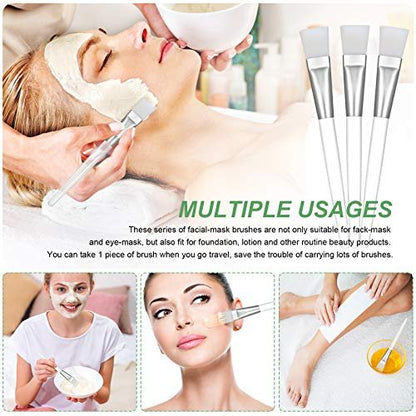 16-Piece Facial Mask Brush Set – Soft Nylon Applicator with Clear Handle for Skin Care & Body Butter (White)
