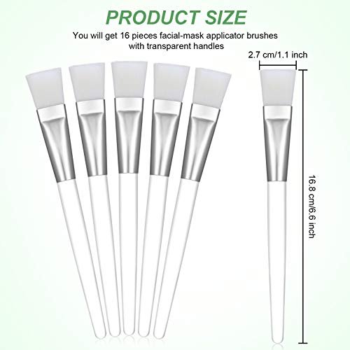 16-Piece Facial Mask Brush Set – Soft Nylon Applicator with Clear Handle for Skin Care & Body Butter (White) - görsel 4