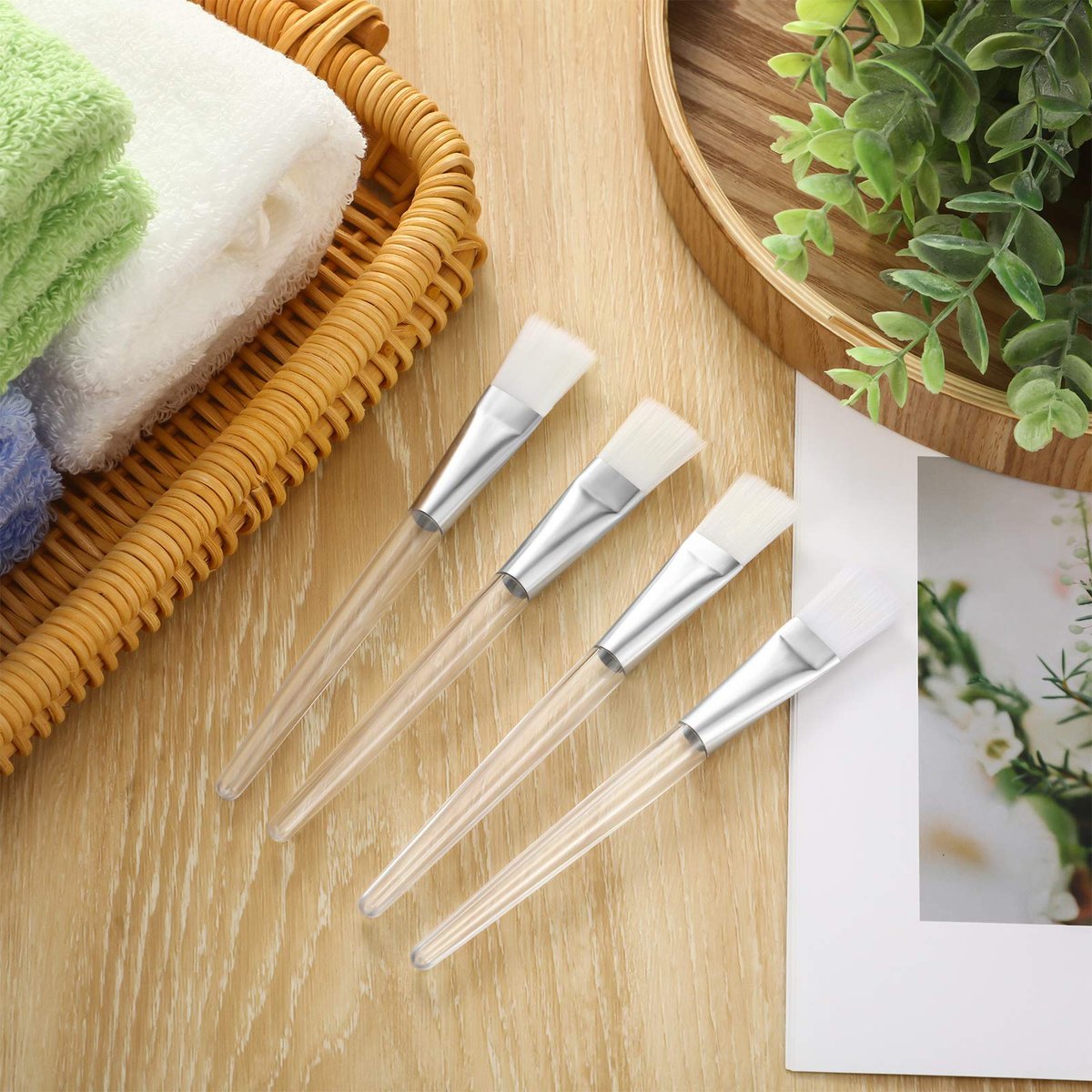 16-Piece Facial Mask Brush Set – Soft Nylon Applicator with Clear Handle for Skin Care & Body Butter (White) - görsel 11