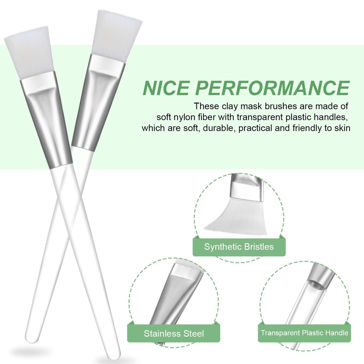 16-Piece Facial Mask Brush Set – Soft Nylon Applicator with Clear Handle for Skin Care & Body Butter (White) - görsel 9