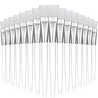 16-Piece Facial Mask Brush Set – Soft Nylon Applicator with Clear Handle for Skin Care & Body Butter (White)